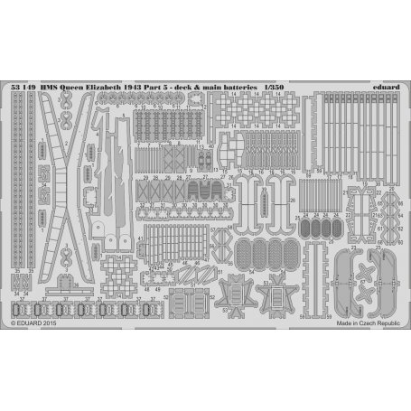 HMS Queen Elizabeth 1943 pt 5 - deck and main batteries Trumpeter 05324