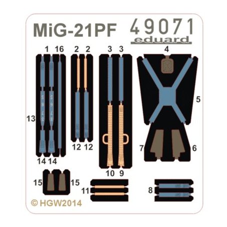 MiG-21PF seatbelts FABRIC Eduard 8236