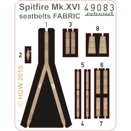 Spitfire Mk.XVI seatbelts FABRIC Eduard 1198