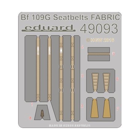 Eduard 1:48 Bf 109G seatbelts FABRIC EDUARD