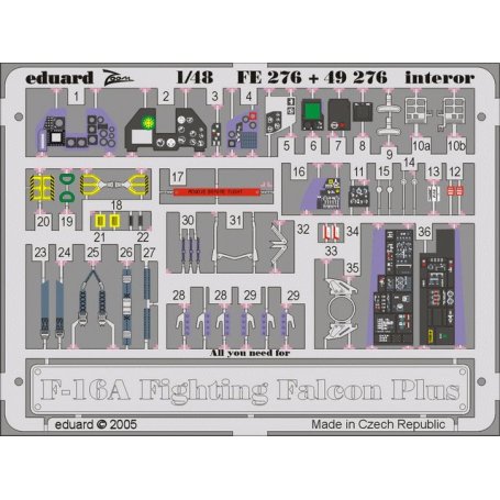 Eduard 1:48 F-16A Plus interior HASEGAWA