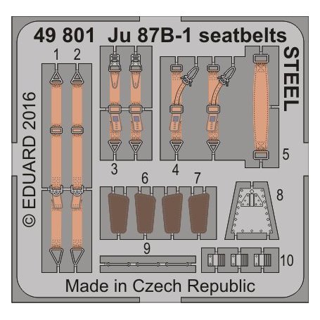 Eduard 1:48 Junkers Ju-87 B-1 seatbelts STEEL AIRFIX A07114