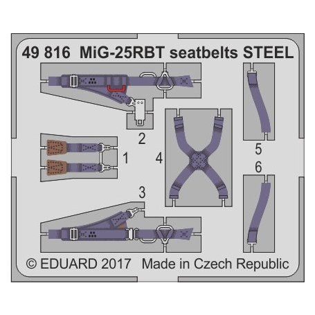 Eduard 1:48 MiG-25RBT seatbelts STEEL ICM 48901