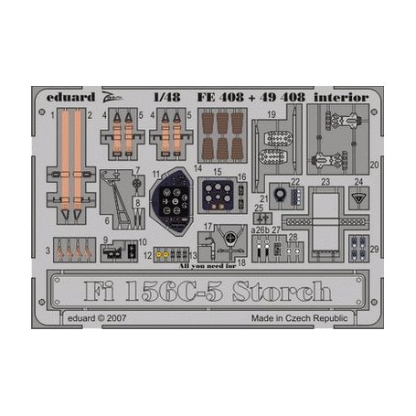 Eduard 1:48 Fieserler Fi-156 C-5 Storch interior S.A. TAMIYA