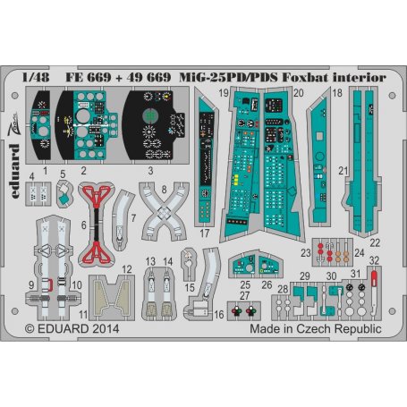 Eduard 1:48 MiG-25PD/PDS Foxbat interior S.A. Kitty Hawk .02855