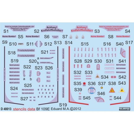Bf 109E stencils 1/48