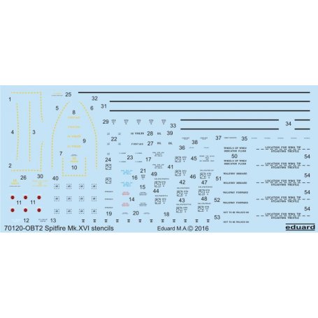 Spitfire Mk.XVI Bubbletop stencils EDUARD