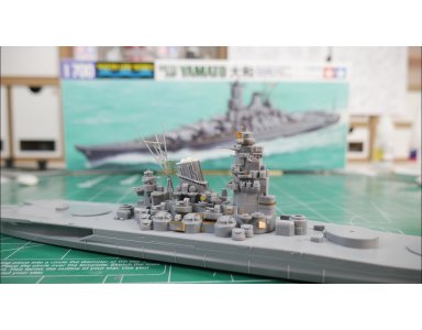 Tamiya 1:700 IJN Yamato część 5 - mostek, uzbrojenie, maszt